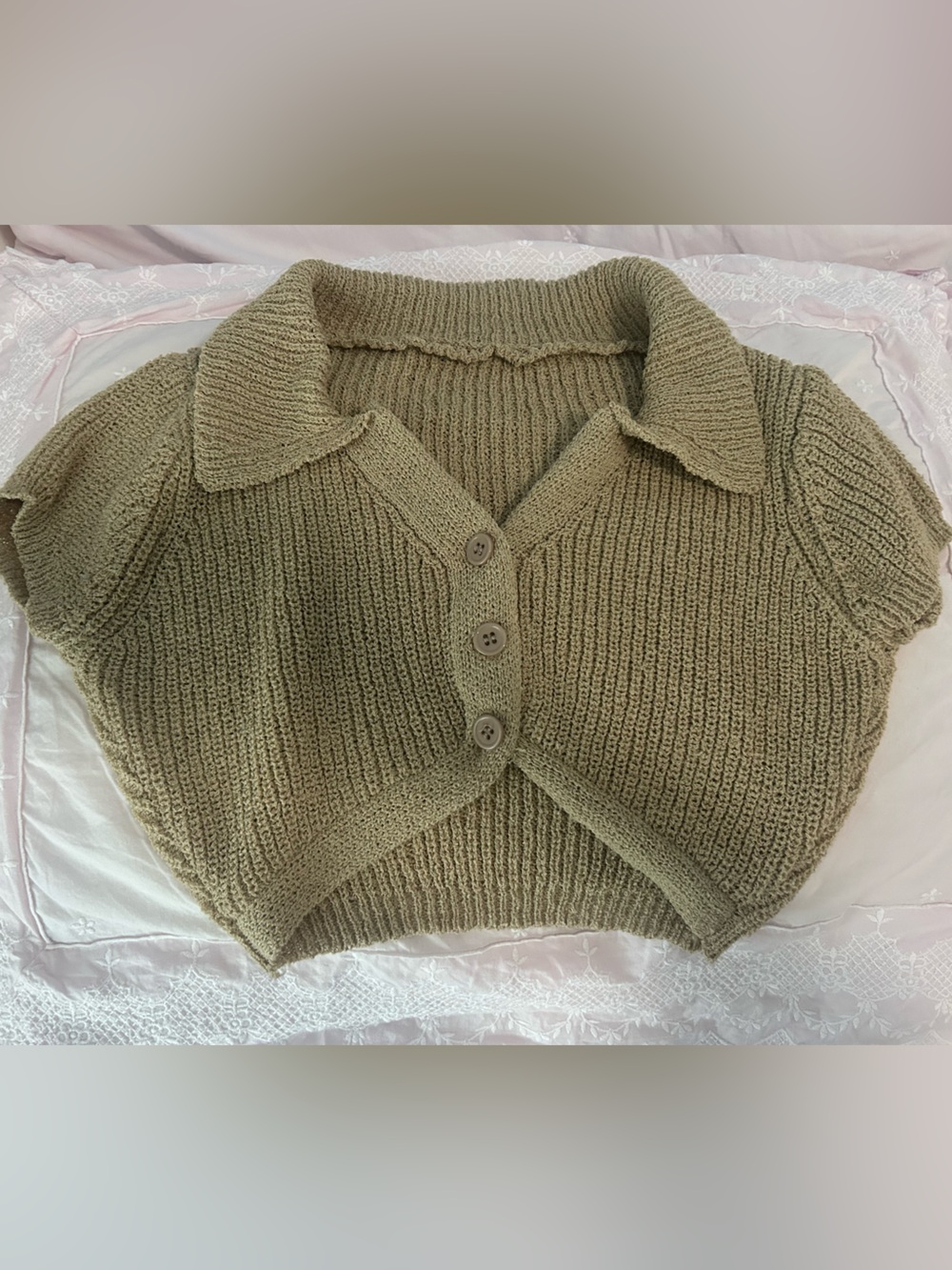 tan cropped cardigan